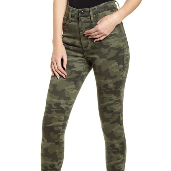 Good American Good Waist Skinny Jeans Green Camo Women Size 24 - Picture 1 of 12